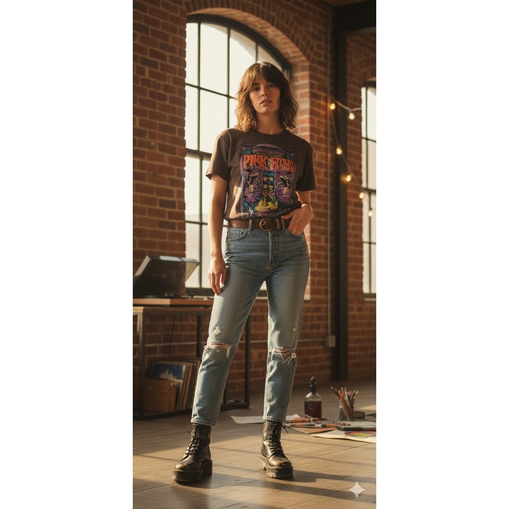 Pink‎ Floyd 1967 London Graphic Tee S Brown Queen Elizabeth Hall Band T-Shirt S